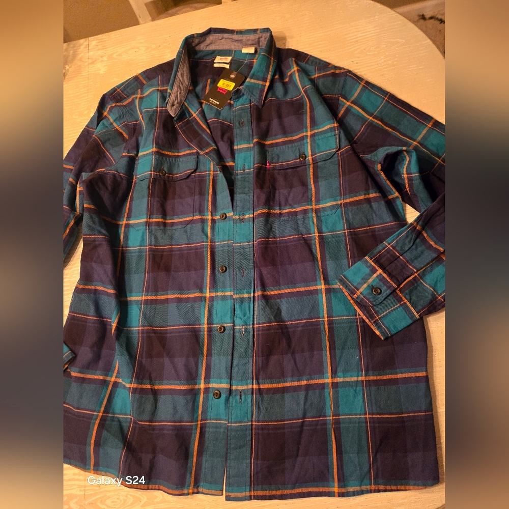 Mens Levis Sz XL The Worker Button Down Plaid Shirt New NWT